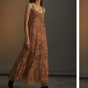 Anthropologie Maeve sequined tulle midi dress